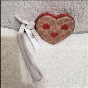 COACH Monogrammed Heart-Shaped Wristlet